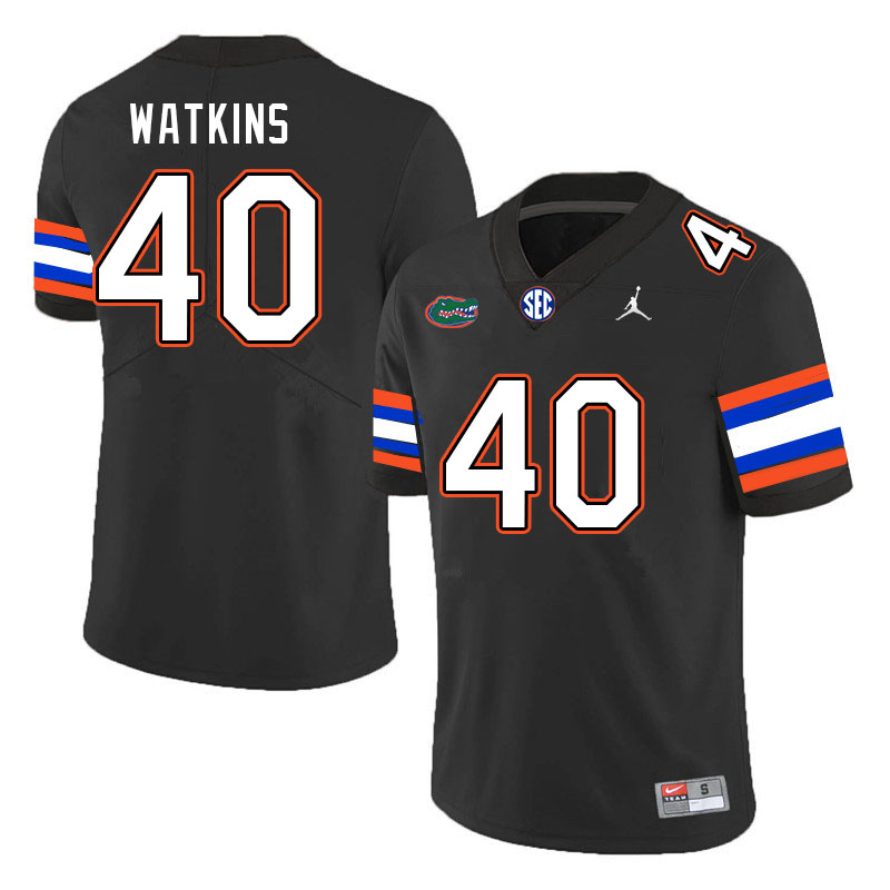 Men #40 Jacob Watkins Florida Gators College Football Jerseys Stitched-Black - Click Image to Close